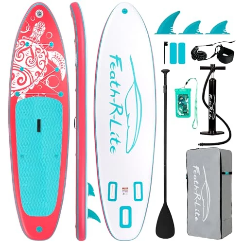 Limited-time offer: FEATH-R-LITE Inflatable Stand Up Paddle Board, Ultralight - SUP Accessories: Adjustable Paddle, Pump, Backpack, Leash, Fins - For All Skill Levels from 153.65 £ to 153.65 £ (save 0.00%)