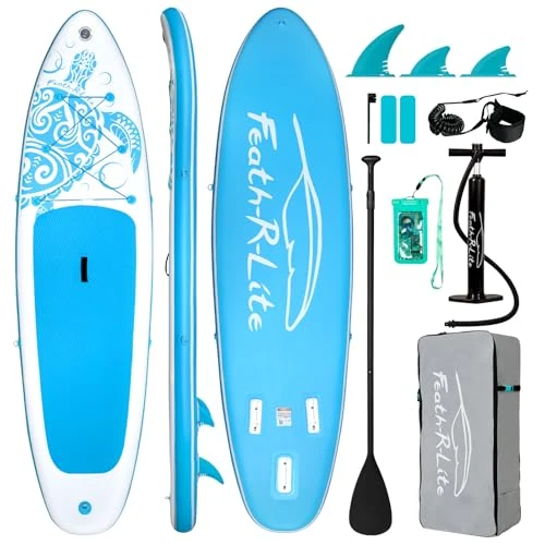 Oferta limitada: FEATH-R-LITE Tabla de surf hinchable ultraligera – Accesorios SUP – Remo ajustable, bomba, mochila, leash, aletas – para todos los niveles de 175.99 € a 167.19 € (ahorro 5%)