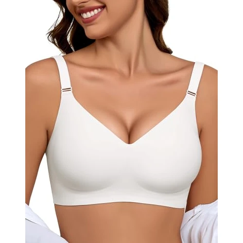 Offerta a tempo: Reggiseno Donna Senza Ferretto Push Up Imbottito Morbido Senza Cuciture Bra Seamless Comodo T-Shirt Reggiseno Invisibile Coppa Intera Comfort Classico Bustier Supporto Forte Bralette Bianco XL - 37% da 29.99 € a 18.99 €
