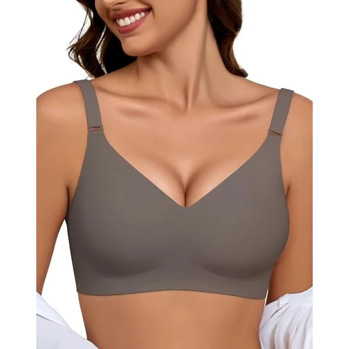 Zeitlich begrenztes Angebot: BH Damen Ohne Bügel Push Up BH Gepolstert Soft Nahtloser BHS Seamless Bequemer T-Shirt BH Komfort Vollschalen Bra Klassische Bustier Starker Halt Bralette für Noamale und Große Brüste Braun XL von 38.62 € auf 16.99 € (56.01% R
