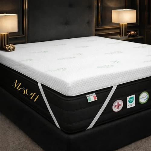 Offerta a tempo: Topper Piazza E Mezza 110 x 190 cm SFODERABILE - In Memory Foam 5 cm Alta Densità - Correttore Materasso Bugnato Traspirante con Rivestimento in Aloe Vera – Rinfrescante, Massaggiante, Ipoallergenico - 0.00% da 93.94 € a 93.94 €
