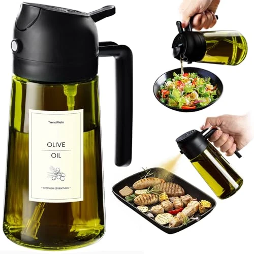 Zeitlich begrenztes Angebot: TrendPlain 16oz Ölsprüher für Speiseöl – 470ml Olivenöl Flasche – 2-in-1 Ölspender und Ölsprüher – Küchen Gadgets für Kochen, Salat und Grill (Schwarz-1) von 10.99 € auf 9.34 € (15% Rabatt)