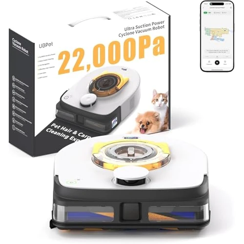 Zeitlich begrenztes Angebot: UBPET 22000 Pa Zyklon Staubsauger Roboter, Saugkraft Saugroboter für Tierhaare auf Teppichen und Böden, Automatischer Roboterstaubsauger mit LiDAR-Navigation, App Steuerung von 170.99 € auf 162.44 € (5% Rabatt)