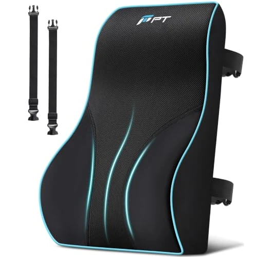 Offerta a tempo: POOTACK Cuscino Lombare in Memory Foam - Supporto Schiena per Sedia Ufficio, Auto e Gaming, Doppie Cinghie Regolabili e Rivestimento Traspirante - 23% da 42.99 € a 32.99 €