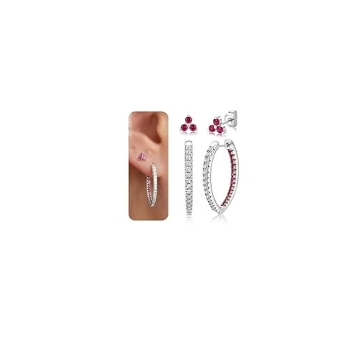 Offre limitée : BodyBonita Boucles d'Oreilles Femme, S925 Argent Sterling Tige Hypoallergénique Anneau Boucle d'Oreille avec Zircone Magenta, Délicate Cartilage Stud Creole Or 16K Argent pour Percing Oreille S de 3.99 € à 3.99 € (0.0% de remise)