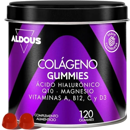 Collagene e Acido Ialuronico - 120 Gummies - Collagene Idrolizzato con Acido Ialuronico, Coenzima Q10 e Magnesio - Integratore Capelli, Pelle, Muscoli e Articolazioni - Bellezza - ALDOUS