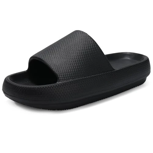 Offerta a tempo: Misolin Ciabatte Donna Estive Nuvola Pantofole Uomo Doccia Sandali Comode Piscina Spiaggia Antisudore Slide Antiscivolo Scarpe da casa Interni ed Esterni,Nero 42/43 EU - 19% da 20.99 € a 17.09 €