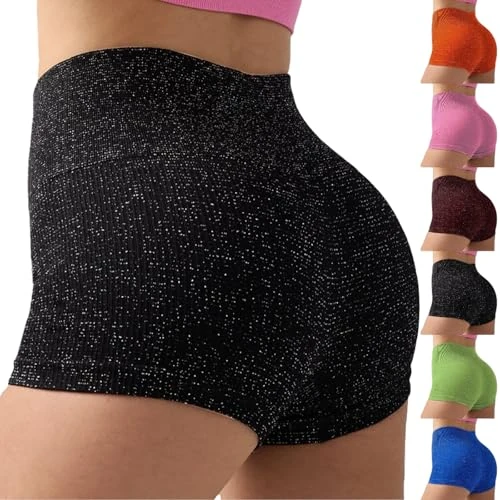 Offerta a tempo: Pantaloncini paillettes donna argento marrone neri nere bianchi rossi blu rosso rosa con a vita bassa con elastico in vita glitter dritti scintillanti pantaloncini per feste streetwear xs xl 2xl 3xl - 0% da 19.98 € a 19.98 €