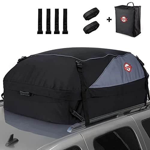 Limited-time offer: Sailnovo Car Roof Bag 15 Cubic Feet Foldable Roof Box, Soft Roof Box Storage for Most Cars with/without Roof Bars, Include 4 Reinforced Straps,4 Door Hooks from 74.99 £ to 59.99 £ (save 20%)