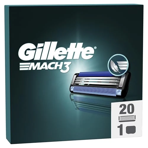 Gillette Mach3 Base 20 Lametta Di Ricambio Per Rasoio Barba Gillette, Con Striscia Lubrificante Per Una Scorrevolezza Fluida E Rivestimento Della Lama Progettato Per Ridurre