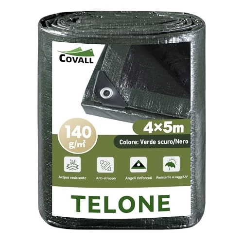 Limited-time offer: COVALL Heavy-Duty Waterproof Tarpaulin 4mx5m,140g/㎡ Protective groundsheet from 37.30 £ to 37.30 £ (save 0.00%)