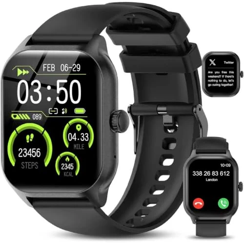 Offerta a tempo: LAOYABB Smartwatch Damen Herren mit Telefonfunktion, 2.01" Zoll Touchscreen Fitnessuhr mit Pulsuhr Schlafmonitor Schrittzähler, IP68 Wasserdicht Sportuhr, Fitness Smart Watch für Android iOS (Nero) - 72% da 129.99 € a 36.99 €