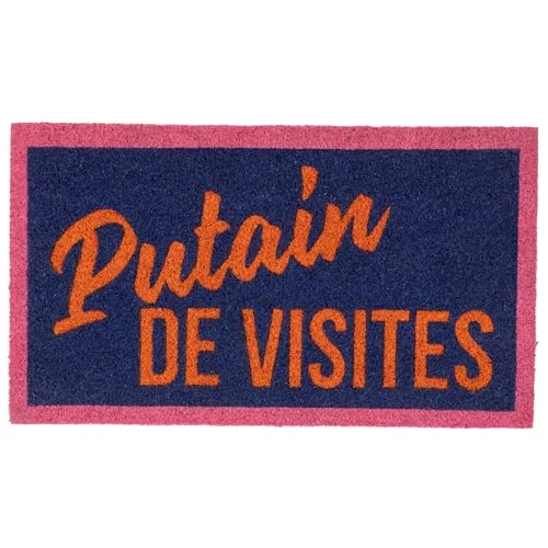 Fisura Fußmatte für den Eingangsbereich P*Tain de Besucher aus Kokosfaser mit Rutschfester Unterseite aus PVC, Fußmatte für den Innenbereich, handbemalt, 70 x 40 cm