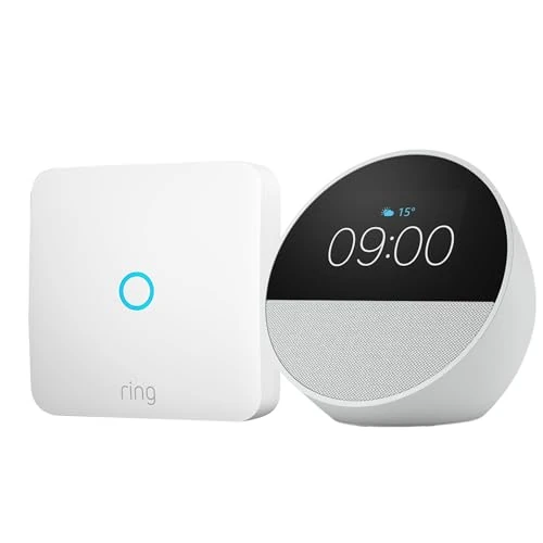 Offerta a tempo: Amazon Echo Spot (Ultimo modello) | Bianco + Ring Intercom Audio | Rendi il tuo citofono più intelligente - 59% da 174.98 € a 71.99 €
