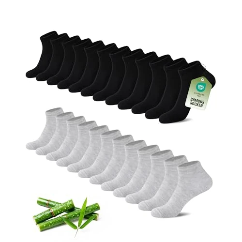 SukModen 12/24 Paia di Calzini da Sneaker per Uomo e Donna in Bambù, Anti-Odor Traspiranti Mezzi Calzini Morbidi, Calzini Corti per Uso Quotidiano, Tempo Libero, Shopping e Casa