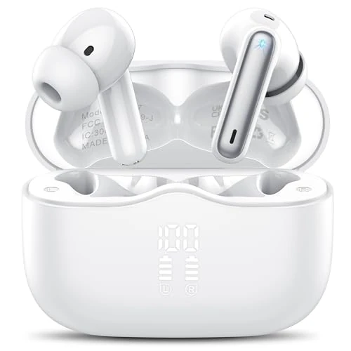 Słuchawki Bluetooth, bezprzewodowe słuchawki douszne Bluetooth 5.4 z 4 mikrofonami ENC z redukcją szumów, bezprzewodowe słuchawki z głębokim basem