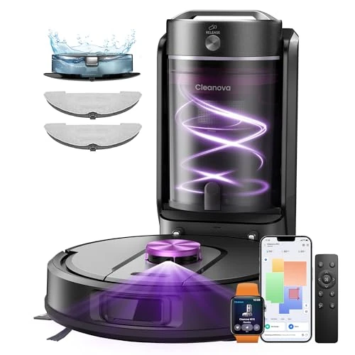 Vexilar W15 Robot aspirateur Laveur 10,000Pa avec Station sans Sac Vidage Automatique, Navigation LiDAR & Cartographie,180Min, Connecté par Remote/APP/Alexa,Idéal pour Tapis Poils d'animaux