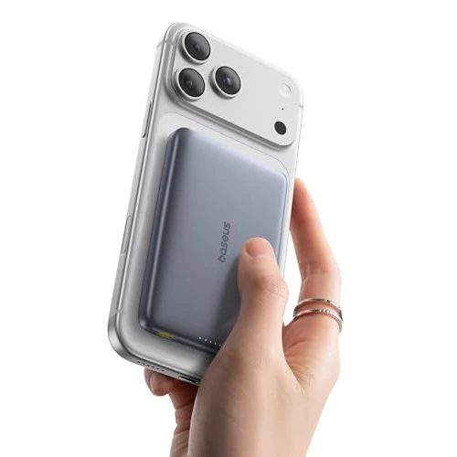 Baseus Picogo AM41 Power Bank, 10 000 mAh, Qi2 Magsafe powerbank 15 W, Ultra Slim, szybkie ładowanie, magnetyczna zewnętrzna bateria do iPhone 17/16/15/14/13/12, Szary