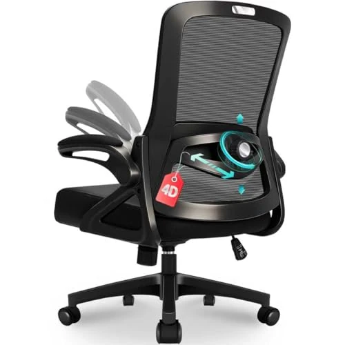 Offerta a tempo: Milacyee Sedia da ufficio ergonomica, con supporto lombare regolabile 4D, sedia girevole con braccioli pieghevoli, sedia per computer con funzione di riposo 90°-125°, sedia a rete fino a 130 kg - 0.00% da 60.49 € a 60.49 €