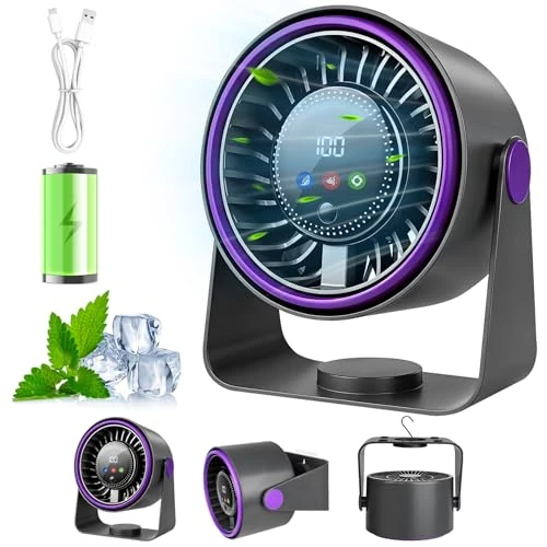 Zeitlich begrenztes Angebot: Tischventilator, 3 in 1 USB Ventilator Leise Tischventilatoren Mini Ventilator 5 Geschwindigkeiten Camping Tisch Ventilatoren mit Akku 360° Einstellbar para Cocina,Dormitorio,Camping,Oficina,Outdoor von 16.99 € auf 16.99 € (0.