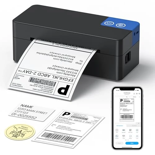 Offerta a tempo: ETIKEZ Stampante termica Bluetooth 4x6 per spedizioni, compatibile DHL/Amazon/Shopify/Etsy/UPS, iOS/Android/Windows/Mac - Nero - 40% da 99.99 € a 59.84 €