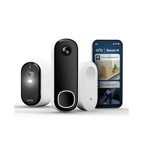 Offre limitée : Arlo Essential 3 2K XL et Sonnette et Carillon, Caméra de Surveillance WiFi Extérieure sans Fil, Autonomie prolongée de la Batterie de 24 Mois, Détection par IA, Essai Secure Inclus, 2 Caméras de 209.99 € à 167.99 € (20% de remise)