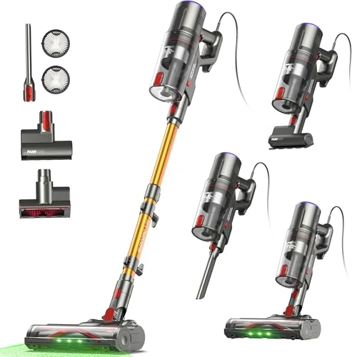 Offerta a tempo: FAMIVAC FV2 Aspirapolvere con Filo, 65Kpa/600W Scopa Elettrica Potente con Spazzola per Materasso, 1,3KG Ultra-Leggero, Cavo 7M, 1,5L, Antigroviglio & Autoportante per Tappeti/Pavimenti/Peli Animali - 38% da 159.99 € a 99.99 €