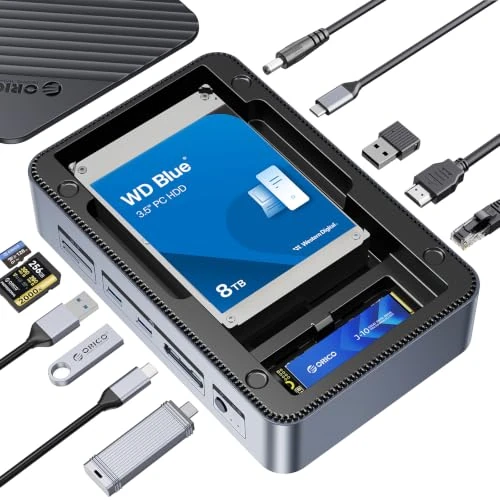 Tijdelijke aanbieding: ORICO 12-in-1 USB-C dockingstation met dubbele SSD-behuizing, ondersteunt M.2 NVMe/SATA en 2,5"/3,5" SATA-schijven tot 26 TB, 10 Gbps USB, 4K HDMI @ 60Hz D35M2-V1 van 129.99 € naar 129.99 € (0.00% korting)