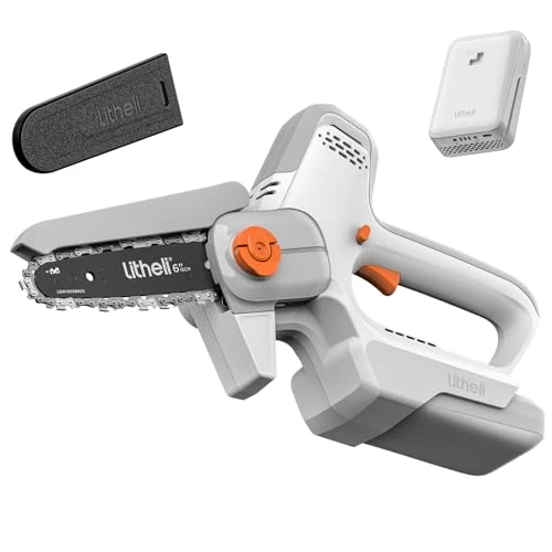 Limited-time offer: Litheli Mini Chainsaw Cordless 6 Inch, Electric Battery Powered Chainsaw with 10000mAh Battery, Adjustable Chain Tension, Safety Lock, Handheld Chainsaw for Wood Cutting, Tree Trimming, Gift for Men from 89.99 £ to 89.99 £ (save 0.00%)