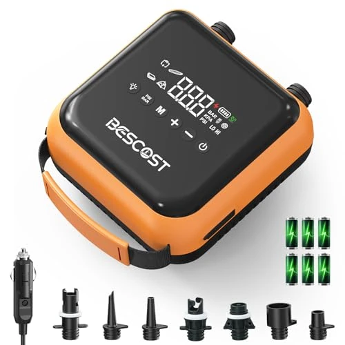 Zeitlich begrenztes Angebot: BESCOST Elektrische SUP Pumpe Akku 20 PSI, 3 Boards pro Ladung, Auto-Stop Doppelstufen Luftpumpe, für Kajak Schlauchboot Zelt, USB-C Schnellladung von 89.99 € auf 89.99 € (0.00% Rabatt)