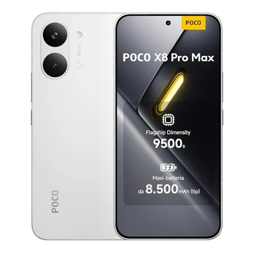 XIAOMI Poco X8 Pro Max Smartphone 12GB+512GB, Dimensity 9500s Prozessor, 8500mAh Akku, Ultra-helles AMOLED-Display, 50MP Light Fusion 600 Hauptkamera mit OIS, Weiß, 3 Jahre Garantie