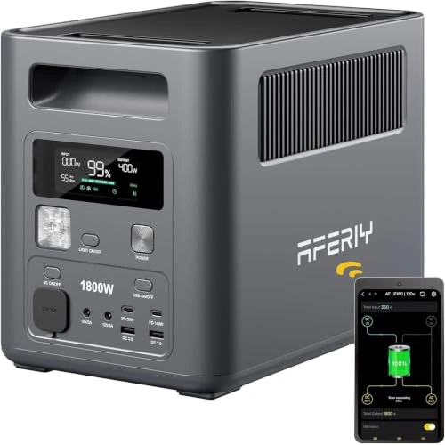 Zeitlich begrenztes Angebot: 1800 W tragbarer elektrischer Generator, AFERIY Nomad1800, 1024 Wh Kapazität, schnelles Aufladen 0-90 % in 60 Minuten, mobiler Akku LiFePO4, UPS, BMS, tragbare Energiestation für Camping, Arbeit, RV von 934.15 € auf 934.15 € (