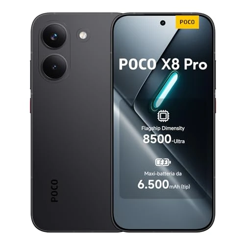 XIAOMI POCO X8 Pro - Smartphone de 12+512GB, Dimensity 8500-Ultra, batería de 6500 mAh, Sensor Sony IMX882 de 50MP con OIS, 1 año de garantía Extra, Cargador no Incluido, Negro (Versión ES)