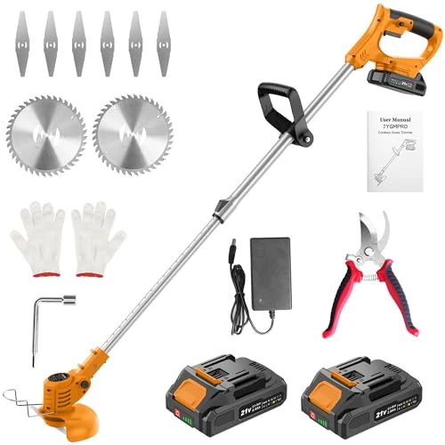 Limited-time offer: JYGMPRO Electric Battery Trimmer – Battery Trimmer, Portable Lawn Trimmer for Outdoor, Retractable Length, 2 Batteries 21V and 2.0Ah, for Trimming Lawns and Shrubs from 105.99 £ to 105.99 £ (save 0.00%)