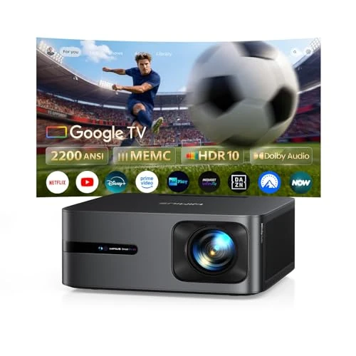 Offerta a tempo: Proiettore 4K【Google TV 14.0/MEMC/2200 ANSI/44W Dolby】Proiettore 4K Smart TV 2+32GB Videoproiettore AutoFocus 6DKeystone Wimius Projector Controllo Vocale HDR10 Bluetooth WiFi per Home Cinema/Esterno - 19% da 493.00 € a 399.99 €