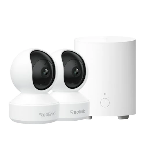 Reolink Home Hub Mini + 2× E1 Pro，Cámaras Interior 3K PT con Seguimiento Automático，Visión Nocturna Mejorada，Detección Inteligente y Centro de Seguridad Todo en Uno con Almacenamiento y Acceso Remoto