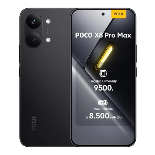 XIAOMI Poco X8 Pro Max Smartphone 12GB+512GB, Dimensity 9500s Prozessor, 8500mAh Akku, Ultra-helles AMOLED-Display, 50MP Light Fusion 600 Hauptkamera mit OIS, Schwarz, 3 Jahre Garantie