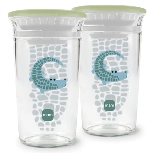 Offerta a tempo: MAM Easy to Drink Cup 360° (Set da 2 x 290 ml), Tazza bambini 8m+ con valvola 360° a prova di perdita, Bicchiere antigoccia bambini portatile, Accessori neonato in Tritan trasparente, Verde - 15% da 22.99 € a 19.54 €