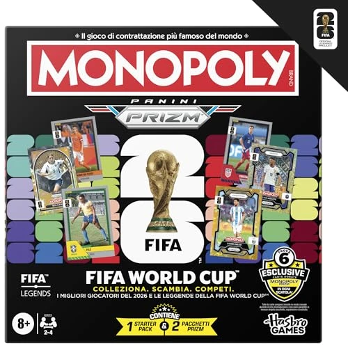Offerta a tempo: Monopoly Panini Prizm: FIFA World Cup I Jeu de société sur Le thème du Football avec Cartes à Collectionner Monopoly Panini Prizm FIFA World Cup 2026 I À partir de 8 Ans - Version Italienne - 33% da 44.99 € a 29.99 €