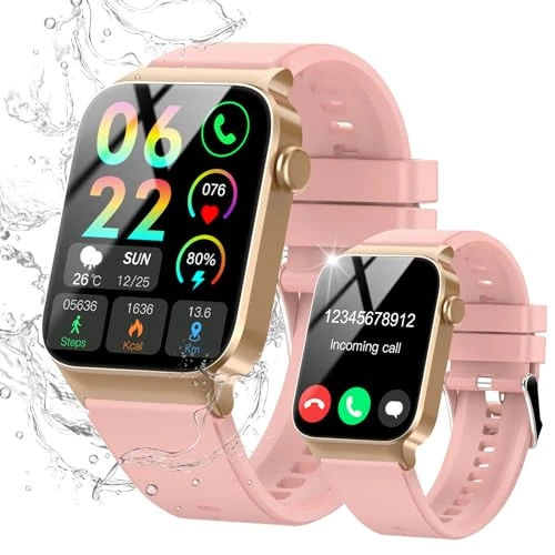 STECEi Reloj Inteligente Mujer con Llamada, 1,85" Smartwatch con 110+ Modos Deportivos, Monitor de Ritmo Cardíaco y Sueño, Impermeable IP68 Inteligente con DIY Esfera Reloj, Podómetro, Rosa
