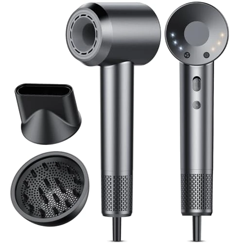 Offerta a tempo: Asciugacapelli, 160.000 Giri/min Phon Capelli Professionale con 500 Milioni Ioni Negativi, 3 Velocità & 4 Temperature, Basso Rumore, Diffusore Magnetico e Ugello Inclusi - 54% da 129.99 € a 59.99 €