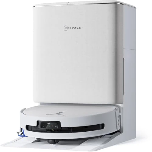 ECOVACS DEEBOT T90 Omni Saugroboter mit Wischfunktion, Roboterstaubsauger 30.000 Pa, OZMO-Roller 3.0, Triple Lift, TruePass 4WD, AIVI 3D 4.0, Haustierpflege, Frischwasser-Hochdruckreinigung, Weiß