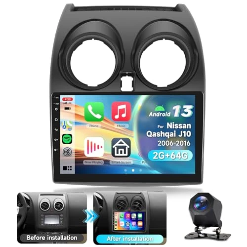 Offerta a tempo: 2G&64G 9" Autoradio per Nissan Qashqai J10 2006-2016 (con schermo di navigazione) con Carplay Android Auto Wireless Android 15,Bluetooth RDS/FM Radio,Wi-Fi GPS Navi,Telecamera posteriore AHD - 0.00% da 167.99 € a 167.99 €