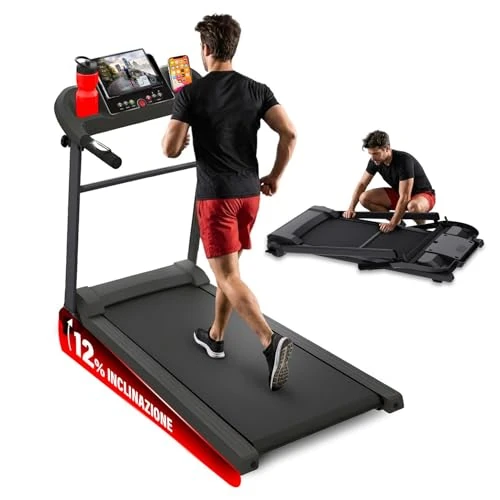 Offerta a tempo: YM NEXT 1500 Tapis Roulant Pieghevole Elettrico, 12 km/h, MARCHIO ITALIANO, Inclinazione, Salvaspazio, Tappeto Corsa MAXI, Telaio rinforzato, Supporto Tablet, ASSISTENZA e GARANZIA ITALIA Your Move - 43% da 349.99 € a 199.99 €