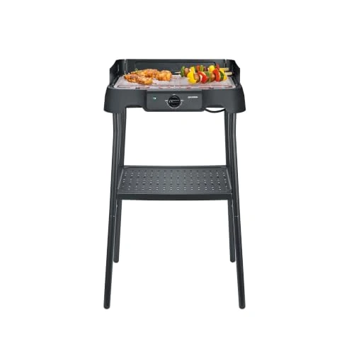 Offerta a tempo: Severin Barbecue Elettrico con Supporto, Griglia in Acciaio Inox, 2000W | Raggiunge 250°C in 8 min, con termostato regolabile, per uso interno e esterno, 38x22cm, nero, mod. 8594 - 16% da 52.82 € a 44.44 €