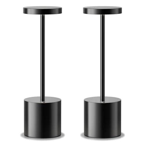 Offerta a tempo: SLSMD Lampada da tavolo senza fili LED Ricaricabile Dimmerabile 5000mAh 3 Modalità di Luce USB-C Lampada da tavolo Uso Interno/Esterno (2 Nero) - 0.0% da 39.99 € a 39.99 €