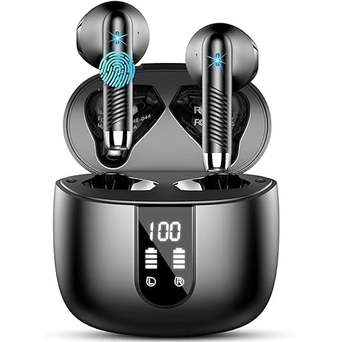 Ecouteurs Bluetooth sans Fil, Écouteurs Bluetooth 5.4 2026 Écouteurs sans Fil avec 4 ENC Réduction de Bruit Mic, IP7 Étanches Oreillette Bluetooth 56H Stéréo USB-C Casque Bluetooth pour Sport/Travail