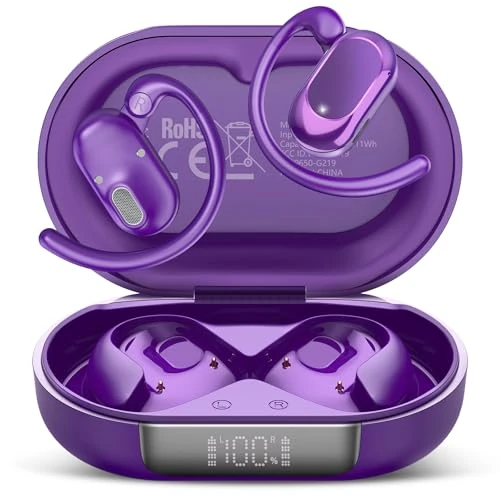 Offerta a tempo: STECEi AI Cuffie Traduzione Simultanea, 4-in-1 Auricolari Traduttori Istantanei con 164 Lingue e 7 Modalità, Bluetooth 5.4 Open Ear con ENC, Codice Autorizz Permanente, IPX7 per Viaggi, Viola - 73% da 129.99 € a 34.99 €
