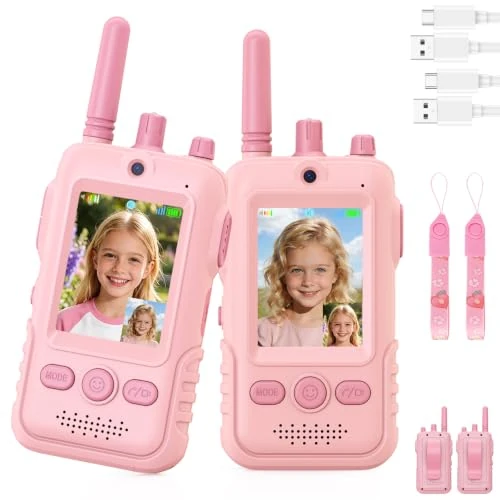 Oferta limitada: Walkie Talkie para Niños(Set de 2),Walkie Talkies Recargables con Videollamada,Largo Alcance, Clip para Cinturón y Linterna LED,Juguete Regalo de Cumpleaños para Niños y Niñas de 3 a 12 Años de 39.98 € a 26.98 € (ahorro 33%)