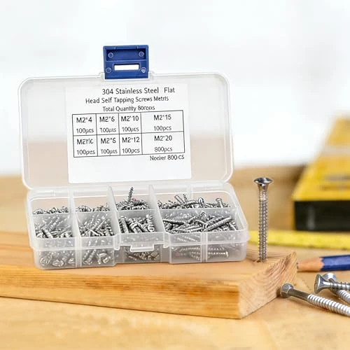 Offerta a tempo: 800 pezzi di viti autofilettanti per set di viti autoperforanti in acciaio inossidabile al carbonio, resistenti alla ruggine per fai da te, legno e plastica - 0.00% da 3.16 € a 3.16 €